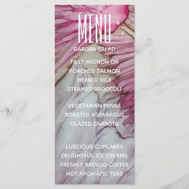 Wedding Menu Card Turquoise and Lavender (Front)