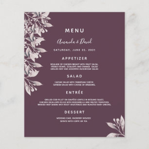 Wedding Menu cassis purple botanical dusty rose