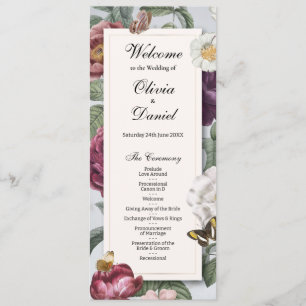 Wedding Menu Ceremony Bloom Flower Butterfly