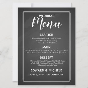 wedding menu Chalkboard style modern calligraphy Invitation