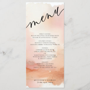 Wedding Menu Cool RoseGold Watercolor