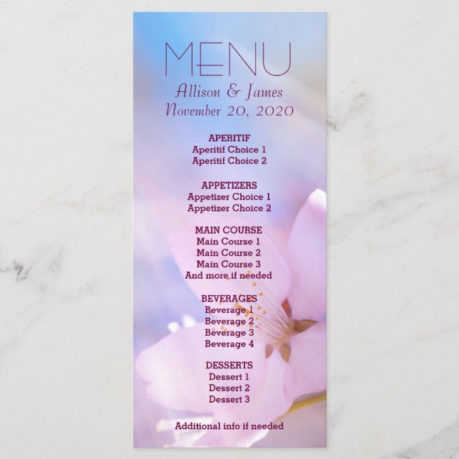 Wedding Menu custom (Front)