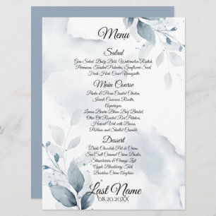 Wedding Menu Custom 1 Dusty Blue Botanical Menu