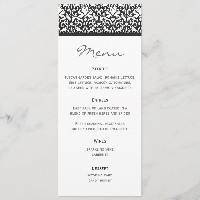 Wedding Menu Damask (Front)