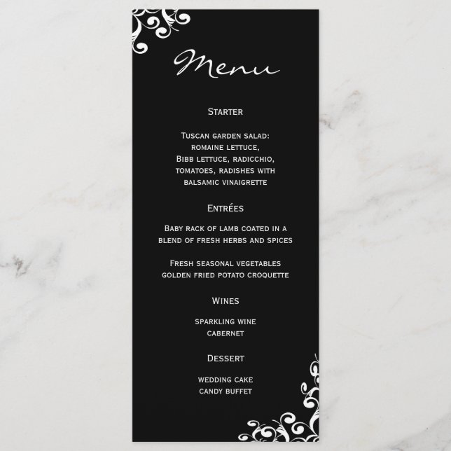 Wedding Menu Damask (Front)