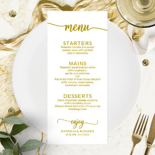 Wedding Menu Elegant Calligraphy  Gold