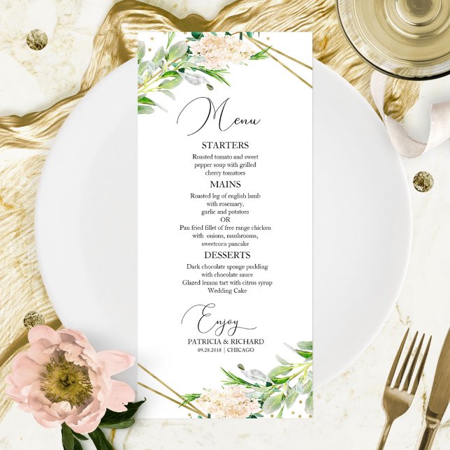 Wedding Menu Elegant Geometric Greenery (Creator Uploaded)