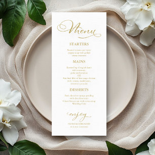Wedding Menu Elegant Gold Foil Script