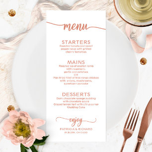 Wedding Menu Elegant Rose Gold Calligraphy
