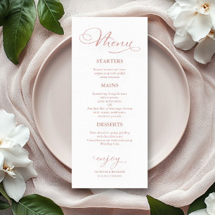 Wedding Menu Elegant Rose Gold Foil Calligraphy