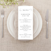 Wedding Menu, Elegant Script Minimalist Tall 