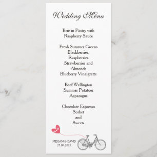 Wedding Menu elegant white romantic bike