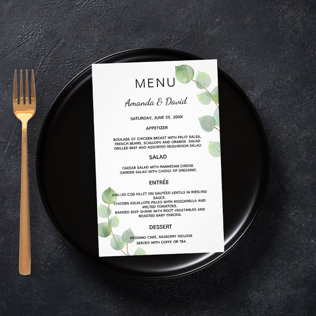 Wedding Menu eucalyptus greenery botanical (Creator Uploaded)