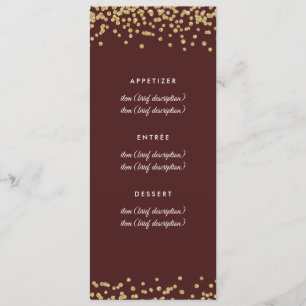 Wedding Menu Gold Faux Glitter Confetti Marsala