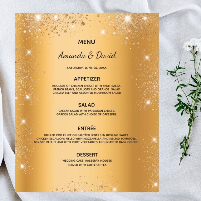 Wedding Menu gold metallic glitter dust elegant (Creator Uploaded)