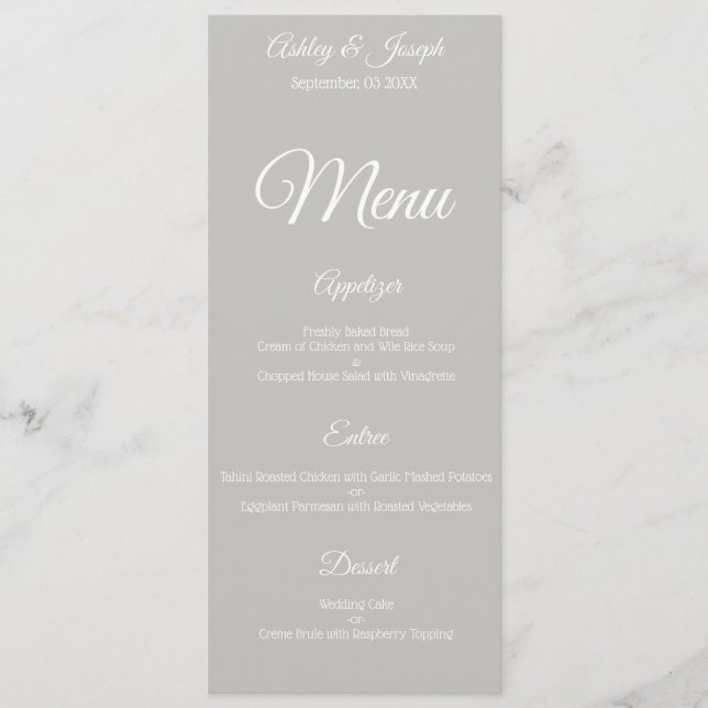 Wedding Menu - Grey (Front)