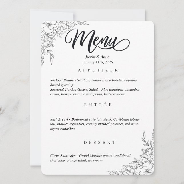Wedding Menu Invitation (Front)