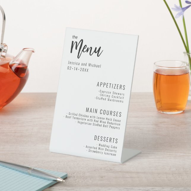 💍Wedding menu Minimalist Elegant  Pedestal Sign (In SItu)