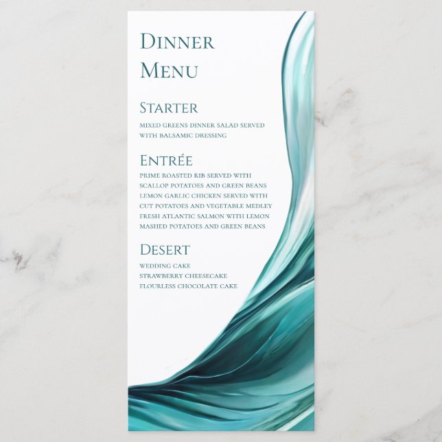 Wedding Menu-Modern Emerald Green- Menu (Front)