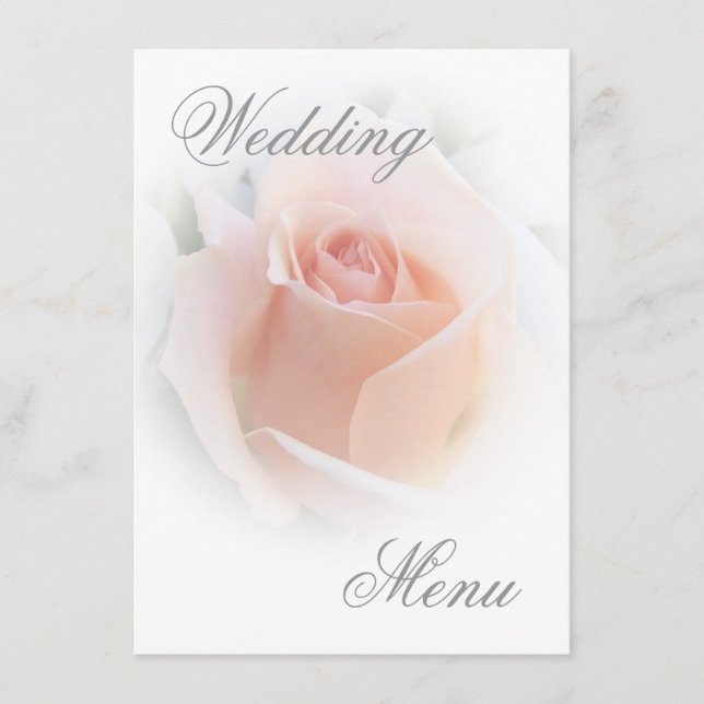Wedding Menu Peach Pink Rosebud (Front)