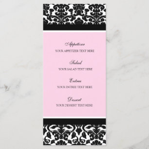 Wedding Menu Pink Black Damask