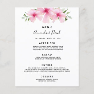 Wedding Menu pink florals