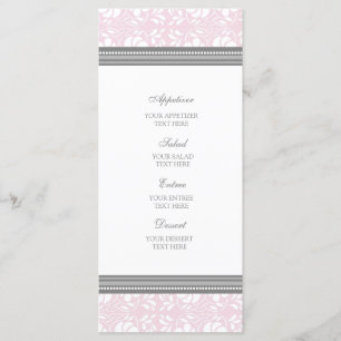 Wedding Menu Pink Grey Damask
