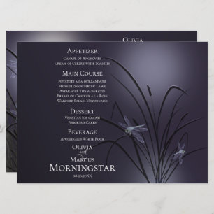 Wedding Menu Program   Dusty Plum Dragonfly