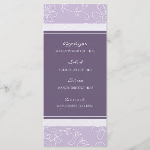 Wedding Menu Purple and White Flowers