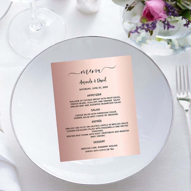 Wedding Menu rose gold elegant budget (Creator Uploaded)