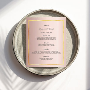 Wedding Menu rose gold photo our story