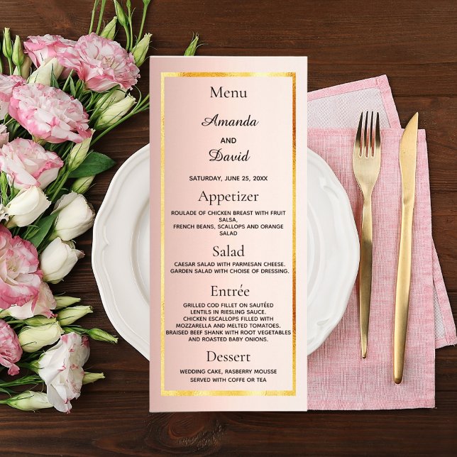 Wedding Menu rose gold pink glam minimalist (Creator Uploaded)
