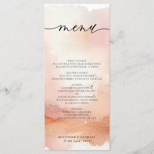Wedding Menu RoseGold Watercolor