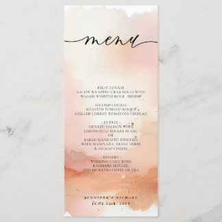 Wedding Menu RoseGold Watercolor