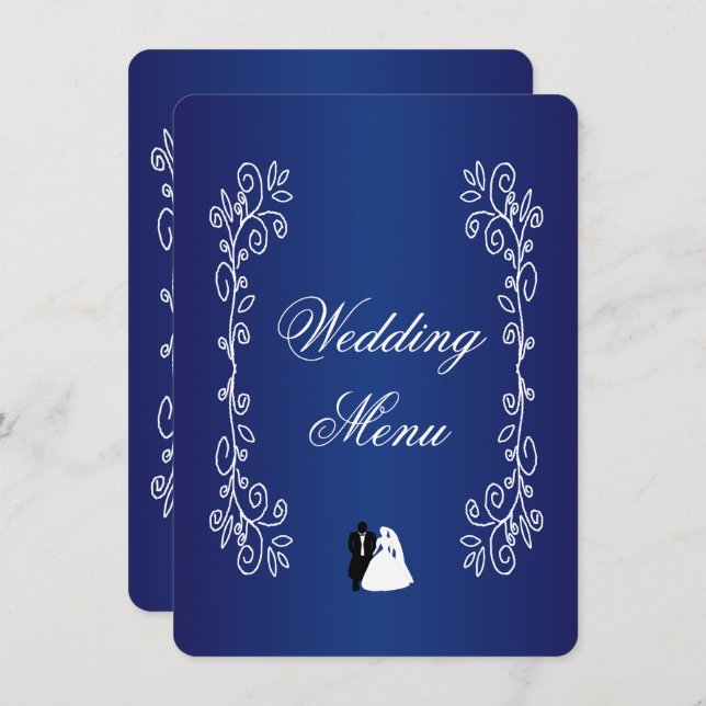 Wedding Menu Royal Blue Coloured Bride Groom (Front/Back)