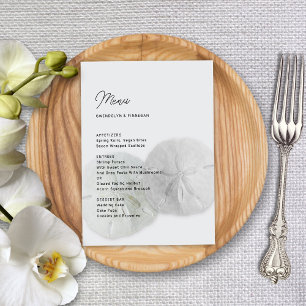 Wedding Menu Sand Dollars Neutral Grey