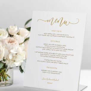 Wedding Menu Sign Bouncy Swirly Calligraphy Gold