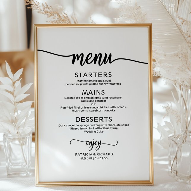 Wedding Menu Sign Rustic Chic Calligraphy (Creator Uploaded)