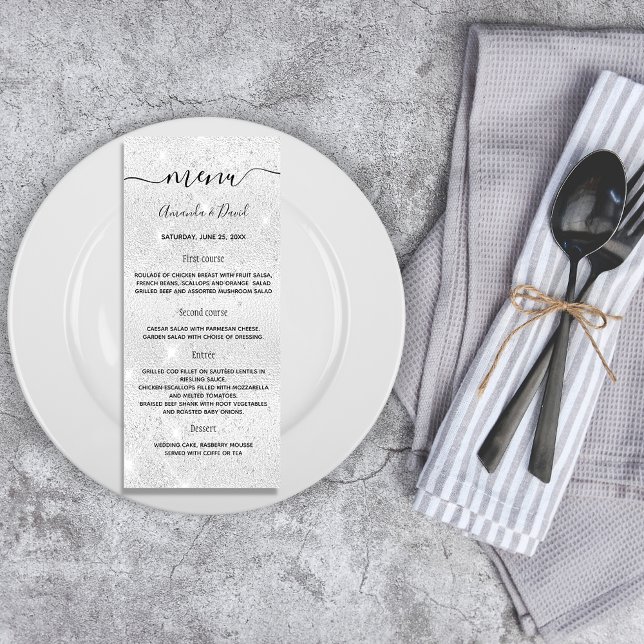 Wedding Menu silver glitter dinner (Creator Uploaded)