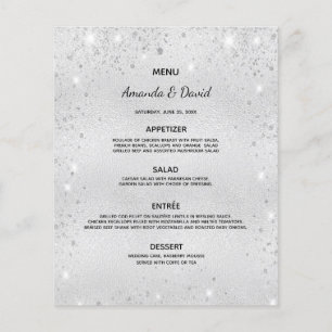 Wedding Menu silver glitter dust photo love story