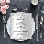 Wedding Menu silver glitter sparkles budget<br><div class="desc">Please note that this menu is on flyer paper and very thin. For thicker menus (same design) please visit our store. 

An elegant,  glamourous wedding menu. Personalise and add your names,  date and the wedding menu. Faux silver looking background,  decorated with faux glitter sparkles.</div>