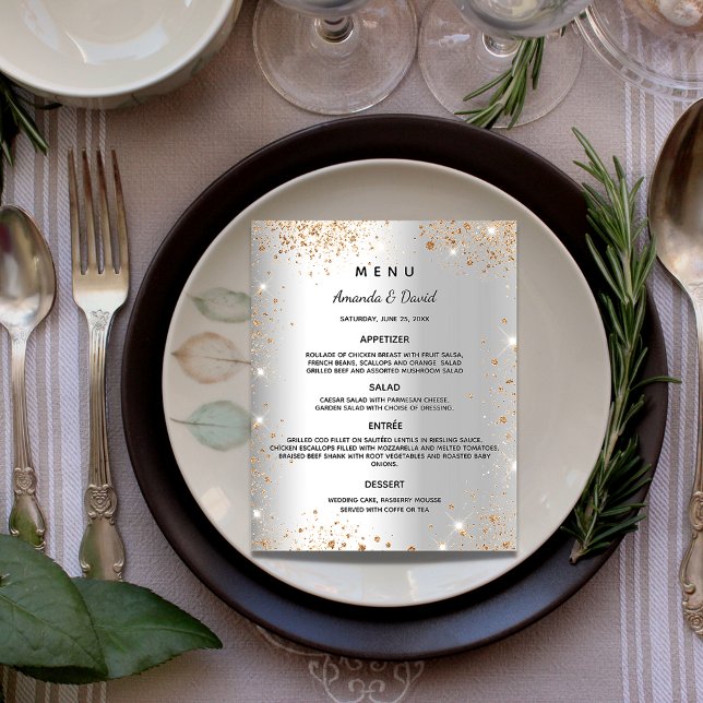 Wedding Menu silver gold glitter sparkles (Creator Uploaded)