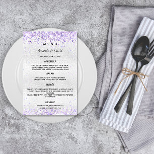 Wedding Menu silver purple lavender