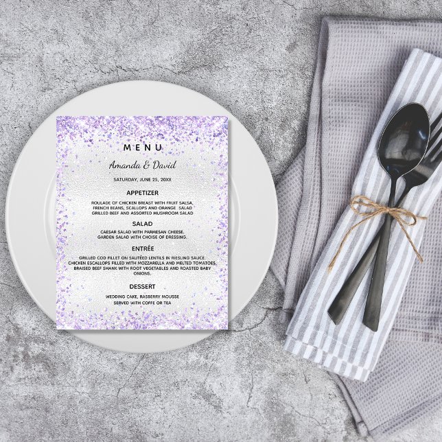 Wedding Menu silver purple violet lavender (Creator Uploaded)