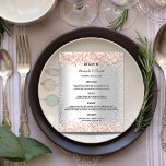 Wedding Menu silver rose gold glitter sparkles<br><div class="desc">Please note that this menu is on flyer paper and very thin. For thicker menus (same design) please visit our store. 

An elegant,  glamourous wedding menu. Personalise and add your names,  date and the wedding menu. Faux silver looking background,  decorated with rose gold faux glitter sparkles.</div>