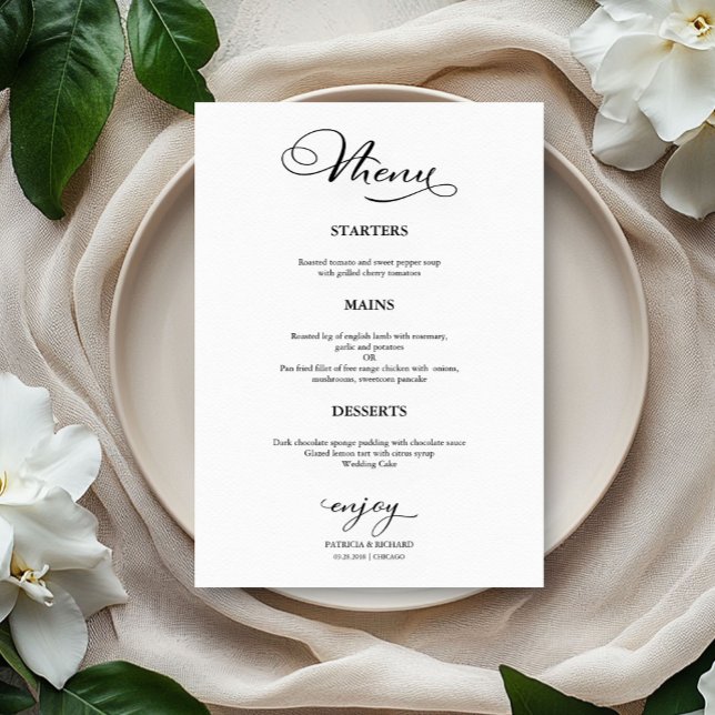 Wedding Menu Simple Elegant Calligraphy (Creator Uploaded)