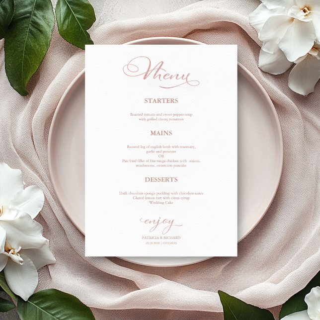 Wedding Menu Simple Elegant Faux Foil Calligraphy (Creator Uploaded)