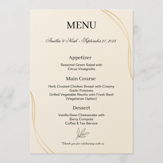 Wedding Menu Template | Elegant Minimalist Design  (Front)