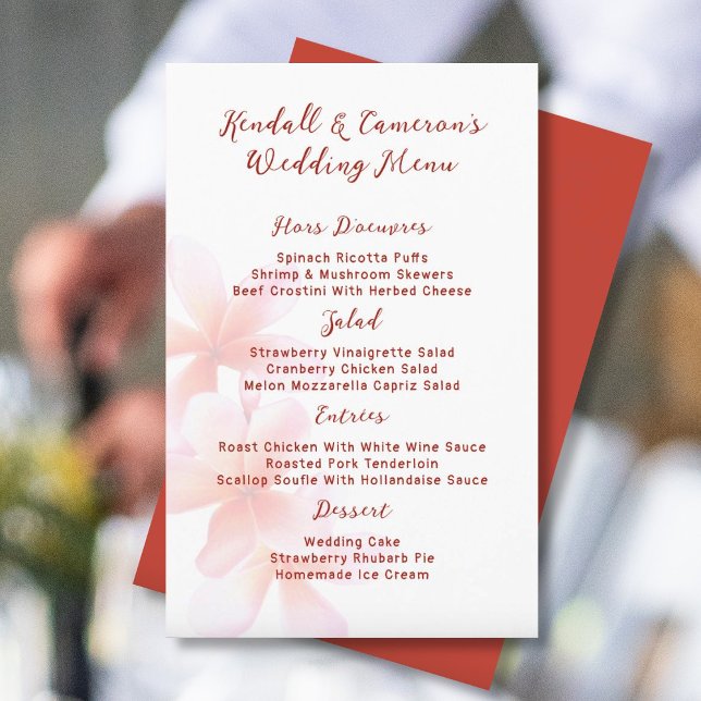Wedding Menu Template Frangipani Background (Creator Uploaded)