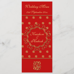 Wedding Menu Template Indian Inspired Red & Gold